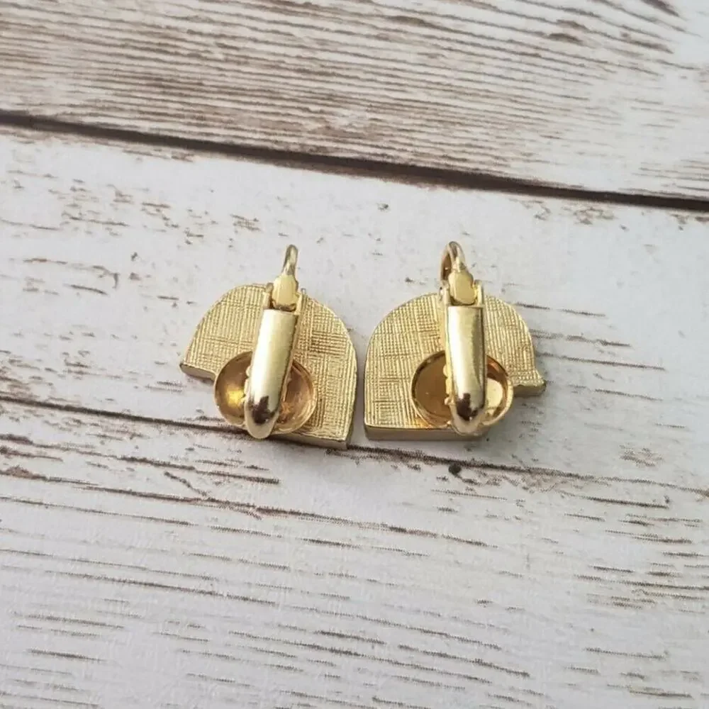 Vintage Clip On Earrings Gold Tone Unusual Stick Figure Design